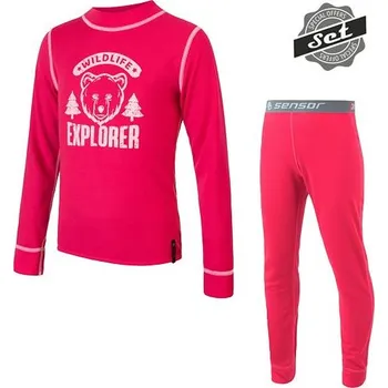 Set dětského termoprádla komplet dětský SENSOR DOUBLE FACE WILD set růžový (komplet dětský SENSOR DOUBLE FACE WILD set růžový)