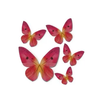 Jedlá dekorace na dort Jedlá dekorace (jedlý papír) - MOTÝL Červeno - žlutý / 4,5 cm