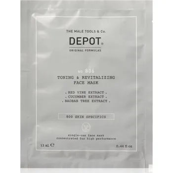 Pleťová maska DEPOT 800 SKIN SPECIFICS NO. 806 TONING & REVITALIZING FACE MASK revitalizační pleťová maska pro muže 12x13 ml