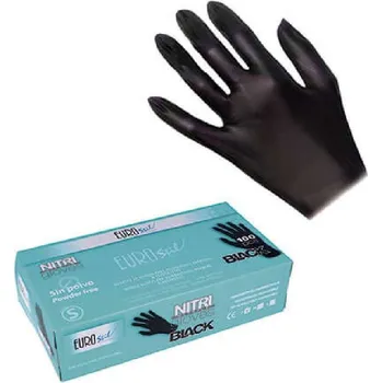 Vyšetřovací rukavice Eurostil Nitrile Gloves Powder Free - černé nitrilové rukavice bezpudrové, 100ks M - medium (06687)
