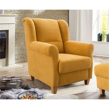 Křeslo Žluté křeslo ušák FÜNEN v látce Paris mustard