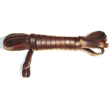 Vodítko pro psa Barvářská šňůra plochá hnědá 14mm, 6 m, přezka