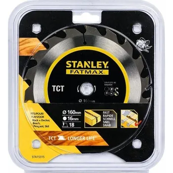 Pilový kotouč Pilový kotouč TCT/HM brousitelný pro podélné řezy 160 x 16 mm, 18 zubů Stanley STA15315