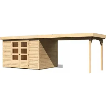 Zahradní stavba KARIBU HOLZTECHNIK dřevěný domek KARIBU ASKOLA 5 + přístavek 280 cm (77736) natur LG3196