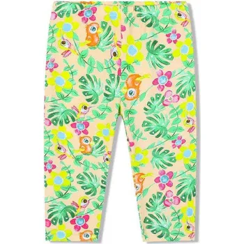 DÍVČÍ TŔÍČTVRTEČNÍ LEGÍNY S OBRÁZKEM Barva: Žluté/zelené lístečky, Velikost: 98