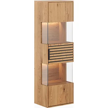 Knihovna Závěsná dubová vitrína 1D s lamelami Tirano, rozměr 142x43x33cm