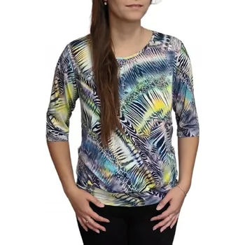 Dámská halenka Halenka UOMO & DONNA modro-žlutá do lemu Velikosti Uomo a Donna: 38