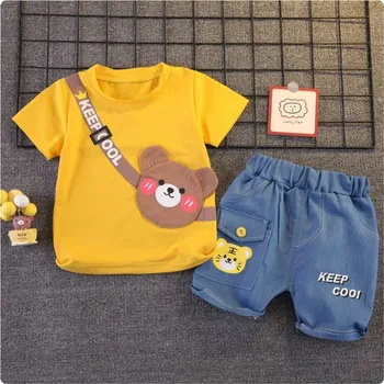 Dětský letní set - tričko + kraťásky s medvídkem Barva: Žlutá, Velikost: 3T/100