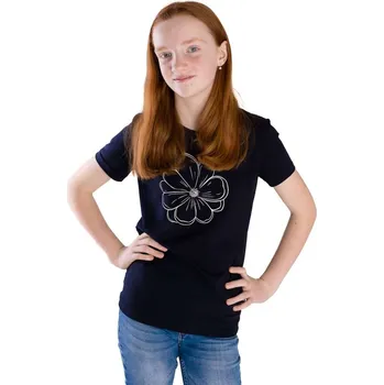 Dívčí tričko Dívčí tričko Betty mode vel. 134-164 tmavě modré s kytičkou