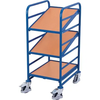 Plošinový vozík Regálový vozík na přepravky VARIOfit,3 police z kovových rámů a desek MDF, ložná plocha 410x610 mm