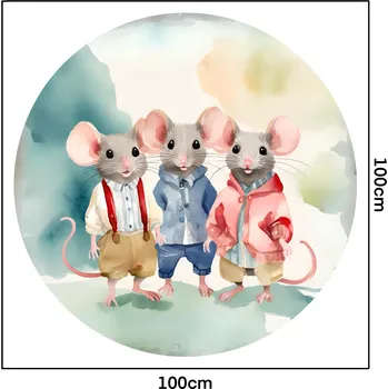 Samolepící dekorace Kruhová samolepka na zeď "Myši" 100cm