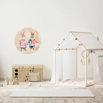 Samolepící dekorace Kruhová samolepka na zeď "Zajíci" 60cm