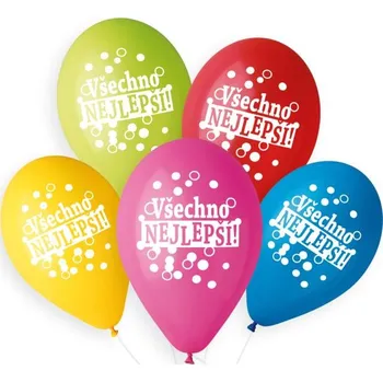Balónek Balónky nafukovací, 5 kusů, Všechno nejlepší