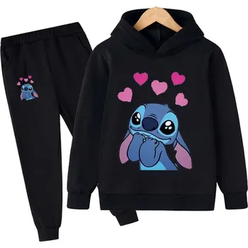 Lilo & Stitch Dětská tepláková souprava s potiskem na motivy oblíbeného seriálu " Lilo & Stitch" - černá Barva: B, Velikost: 130