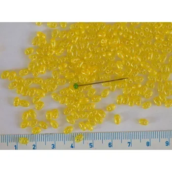 Dětské navlékací korálky TWIN dvoudírkové perličky perleťové ŽLUTÉ