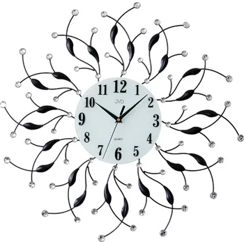 Hodiny JVD HJ97 - Černé kovové hodiny se skleněnými komponenty