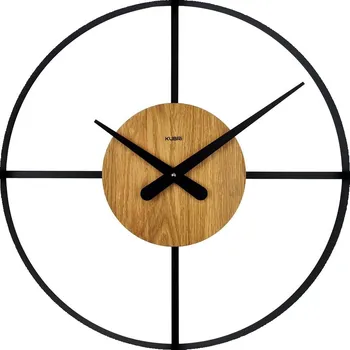 Hodiny KUBRi 0131 - Hodiny české výroby s robustním kovovým rámem a dubovým středem