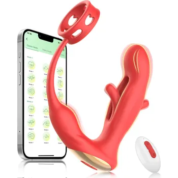 Vibrátor SuperLove Flapping & Vibrating Prostate Massager Anal Lock with Remote & App Red