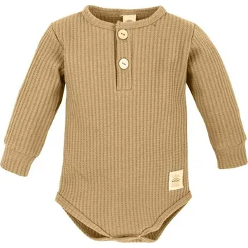 Kojenecký body Makoma Waffel body "polo" dlouhý rukáv CAMEL - 62