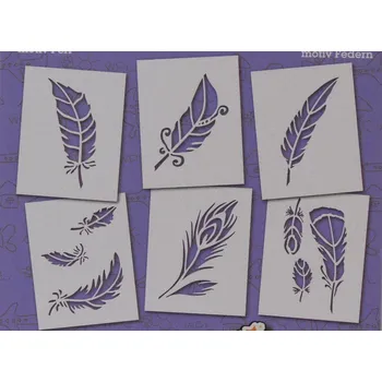 Sada 6 ks šablon - Peří