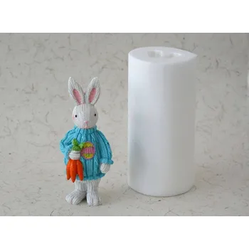 Silikonová forma - Pletený zajíček s mrkvičkou 63 x 67 x 155 mm