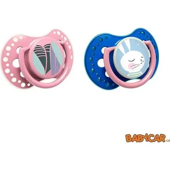 dudlíky LOVI silikonový dudlík dynamický RABBIT 2ks Růžová/Modrá 3-6m