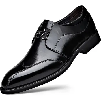 Pánské polobotky Pánské kožené polobotky Retro oxvordky s přezkou Barva: Černá, Velikost: 45