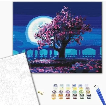 Brushme Malování podle čísel sakura v měsíčním svitu