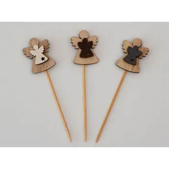 Vánoční dekorace Dekorační zápich - ANDÍLEK šedý