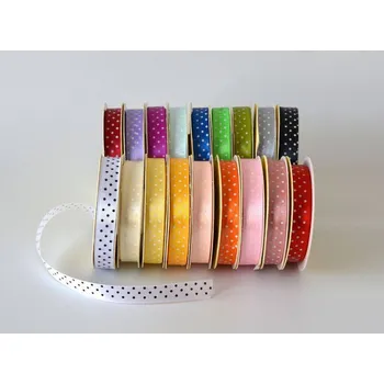 Stuha Saténová stuha s puntíky 1,2 cm 18 - Černá