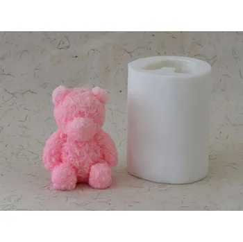 Silikonová forma - Růžičkový medvídek 75 x 60 x 100 mm