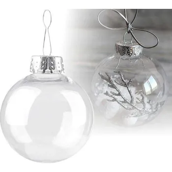 Vánoční dekorace Plastová baňka k dozdobení prům. 8 cm - STŘÍBRNÁ