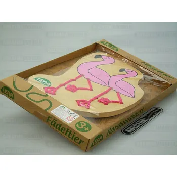 Dřevěná hračka Dřevěný provlékací obrázek Plameňák