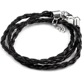 Řetízek Šňůrka spletená s karabinkou - černá/délka 45cm