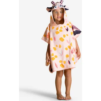 DECATHLON Dětské pončo bavlněné bílo-růžové s žirafou 3-5 LET RŮŽOVÁ