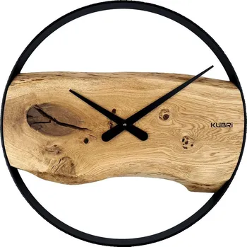 Hodiny KUBRi 1002A - Robustní hodiny z masivního dubu s kovovým rámem