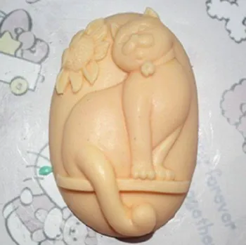 Silikonová forma - mýdlo Kočka s květem 62 x 90 x 32 cm