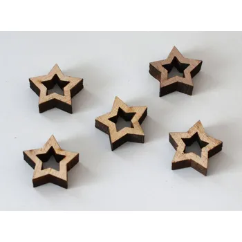 Dřevěná dekorace - Hvězdička 2,5 cm - HNĚDÁ