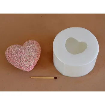 Silikonová forma - Růžičkové srdíčko 55 x 50 x 30 mm