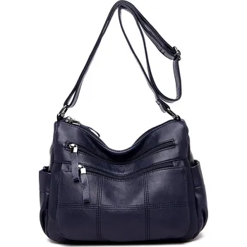 Dámská kožená kabelka FLY FF376 Barva: Tmavě Modrá, Velikost: 29cm 14cm 23cm