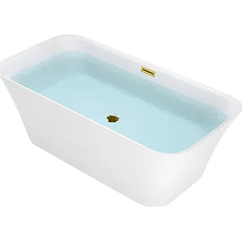 Vana BPS-koupelny Volně stojící akrylátová vana HYD-VIA511B 160x80 bílá, odtokový komplet zlatý