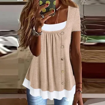 Dámská halenka Rozšířená halenka s dvojitým efektem Barva: Khaki, Velikost: XL