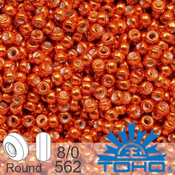 Korálek Korálky TOHO tvar ROUND (kulaté). Velikost 8/0. Barva č. 562-Galvanized Saffron. Balení 10g.