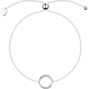 Náramek Nastavitelný náramek ze stříbra 925 - obrys kruhu, průhledné zirkony