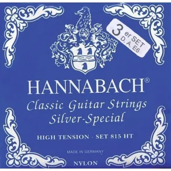 Struna pro kytaru a smyčcový nástroj Hannabach Struny pro klasickou kytaru série 815 High tension Silver special3-bas 8157HT 5822