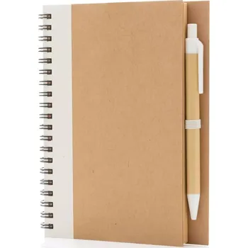 Kraftový poznámkový blok s kroužkovou vazbou a perem - P774.263