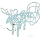 Vánoční dekorace sob se sáněmi, studeně bílý, 140 cm