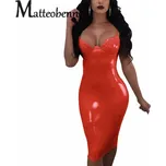 Latexové šaty na večer se srdíčkovým výstřihem Barva: Červená, Velikost: XL