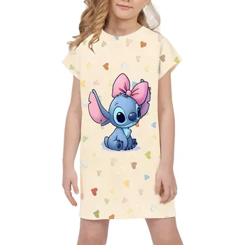 Dívčí šaty Lilo & Stitch Dívčí letní šaty na motivy "Stitche" - kombinace barev a potisků Barva: TQDX-PD229, Velikost: 130 CM
