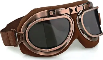 Motocyklové brýle Retro kožené moto brýle měděné